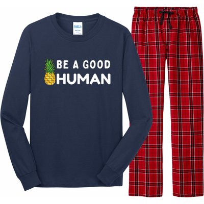 Be A Good Human Funny Down Syndrome Day Gift Long Sleeve Pajama Set