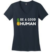 Be A Good Human Funny Down Syndrome Day Gift Women's V-Neck T-Shirt