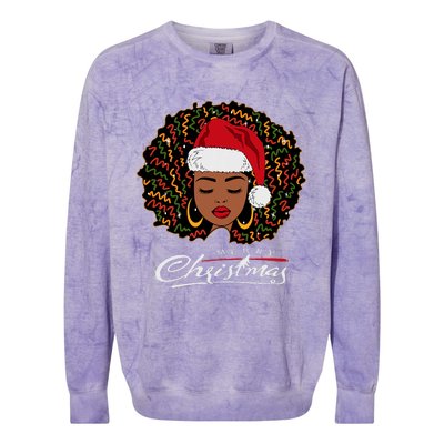 Black African Girl American Melanin Christmas Santa Hat Colorblast Crewneck Sweatshirt