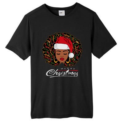 Black African Girl American Melanin Christmas Santa Hat Tall Fusion ChromaSoft Performance T-Shirt