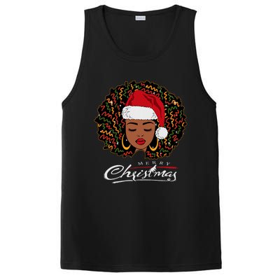 Black African Girl American Melanin Christmas Santa Hat PosiCharge Competitor Tank