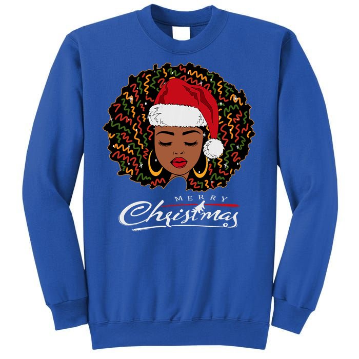 Black African Girl American Melanin Christmas Santa Hat Sweatshirt