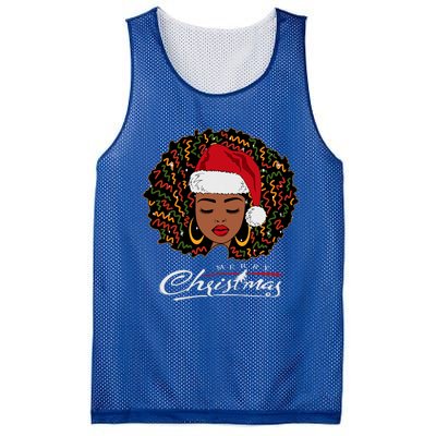 Black African Girl American Melanin Christmas Santa Hat Mesh Reversible Basketball Jersey Tank