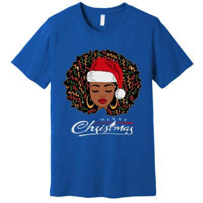 Black African Girl American Melanin Christmas Santa Hat Premium T-Shirt