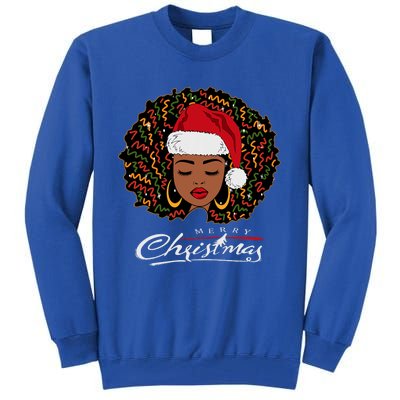 Black African Girl American Melanin Christmas Santa Hat Tall Sweatshirt