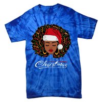 Black African Girl American Melanin Christmas Santa Hat Tie-Dye T-Shirt