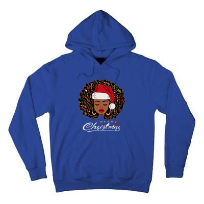 Black African Girl American Melanin Christmas Santa Hat Tall Hoodie