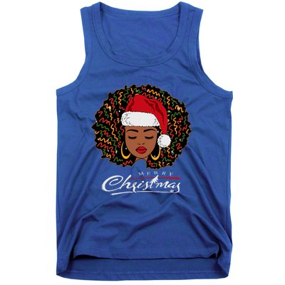 Black African Girl American Melanin Christmas Santa Hat Tank Top