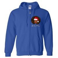 Black African Girl American Melanin Christmas Santa Hat Full Zip Hoodie