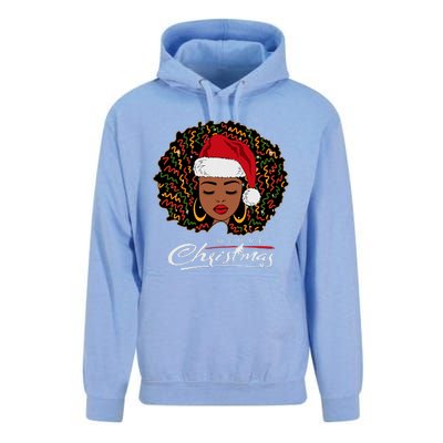 Black African Girl American Melanin Christmas Santa Hat Unisex Surf Hoodie