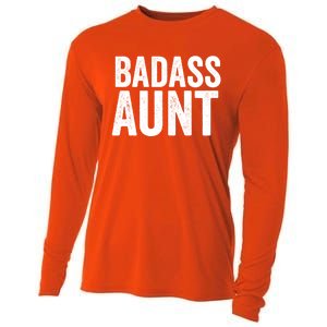 Badass Aunt Gift Funny New Aunt Idea New Niece Nephew Gift Cooling Performance Long Sleeve Crew