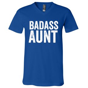 Badass Aunt Gift Funny New Aunt Idea New Niece Nephew Gift V-Neck T-Shirt