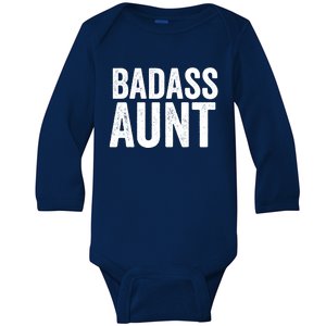 Badass Aunt Gift Funny New Aunt Idea New Niece Nephew Gift Baby Long Sleeve Bodysuit