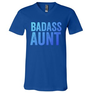 Badass Aunt Gift Funny New Aunt Idea New Niece Nephew Gift V-Neck T-Shirt