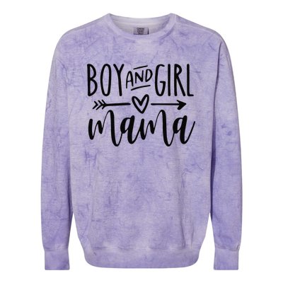 Boy And Girl Mama Mom Of Two Mommy MotherS Day Women Colorblast Crewneck Sweatshirt