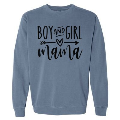 Boy And Girl Mama Mom Of Two Mommy MotherS Day Women Garment-Dyed Sweatshirt