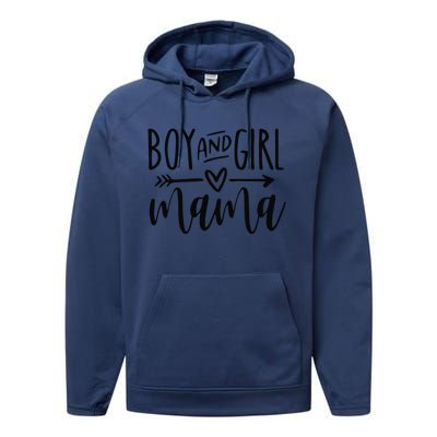 Boy And Girl Mama Mom Of Two Mommy MotherS Day Women Performance Fleece Hoodie