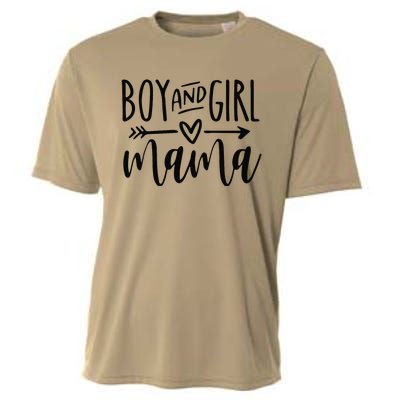 Boy And Girl Mama Mom Of Two Mommy MotherS Day Women Cooling Performance Crew T-Shirt