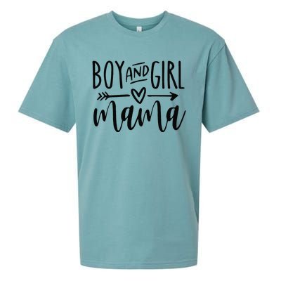 Boy And Girl Mama Mom Of Two Mommy MotherS Day Women Sueded Cloud Jersey T-Shirt