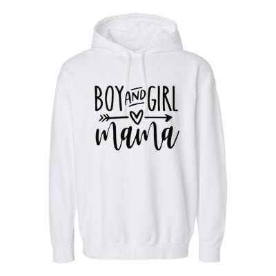 Boy And Girl Mama Mom Of Two Mommy MotherS Day Women Garment-Dyed Fleece Hoodie