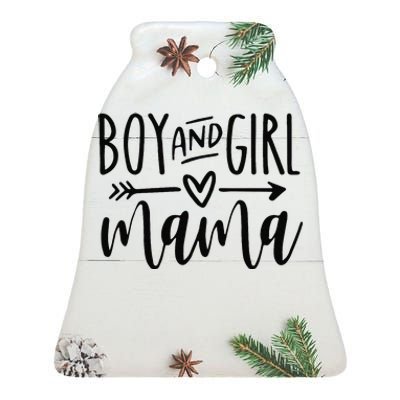 Boy And Girl Mama Mom Of Two Mommy MotherS Day Women Ceramic Bell Ornament