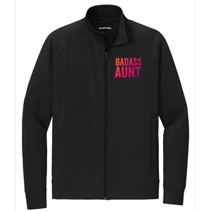 Badass Aunt Gift Funny New Aunt Idea New Niece Nephew Gift Stretch Full-Zip Cadet Jacket