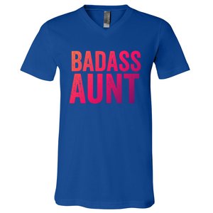 Badass Aunt Gift Funny New Aunt Idea New Niece Nephew Gift V-Neck T-Shirt