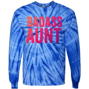 Badass Aunt Gift Funny New Aunt Idea New Niece Nephew Gift Tie-Dye Long Sleeve Shirt