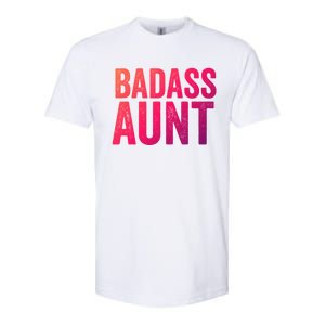 Badass Aunt Gift Funny New Aunt Idea New Niece Nephew Gift Softstyle CVC T-Shirt