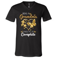 Being A Grandma Makes My Life Complete Announcement Funny V-Neck T-Shirt