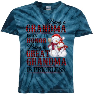 Being A Grandma Is An Honor Being Great Grandma Is Priceless Kids Tie-Dye T-Shirt