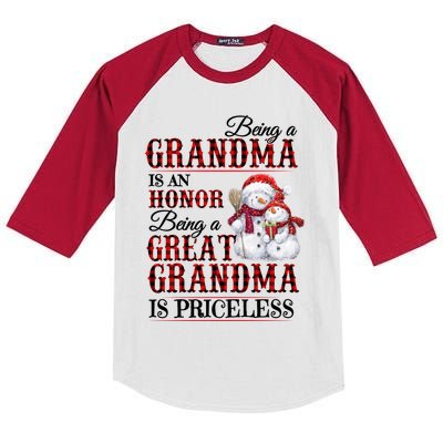 Being A Grandma Is An Honor Being Great Grandma Is Priceless Kids Colorblock Raglan Jersey