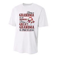 Being A Grandma Is An Honor Being Great Grandma Is Priceless Youth Performance Sprint T-Shirt