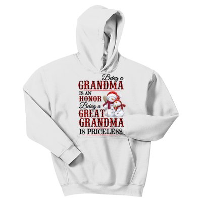 Being A Grandma Is An Honor Being Great Grandma Is Priceless Kids Hoodie