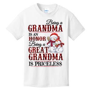 Being A Grandma Is An Honor Being Great Grandma Is Priceless Kids T-Shirt