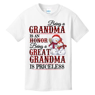 Being A Grandma Is An Honor Being Great Grandma Is Priceless Kids T-Shirt