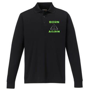 Born Again Gamer Saved Believe Forgiven Performance Long Sleeve Polo