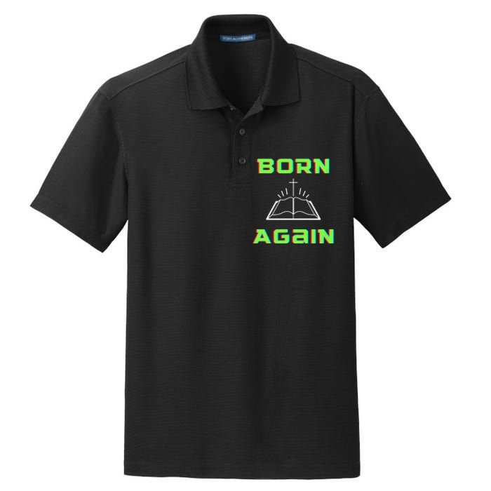 Born Again Gamer Saved Believe Forgiven Dry Zone Grid Polo