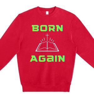 Born Again Gamer Saved Believe Forgiven Premium Crewneck Sweatshirt