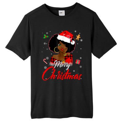 Black African Girl American Melanin Christmas Santa Hat Xmas Tall Fusion ChromaSoft Performance T-Shirt