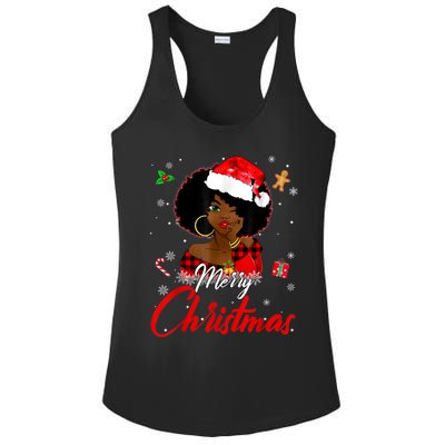 Black African Girl American Melanin Christmas Santa Hat Xmas Ladies PosiCharge Competitor Racerback Tank