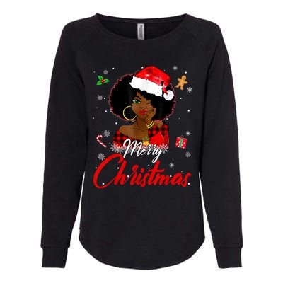 Black African Girl American Melanin Christmas Santa Hat Xmas Womens California Wash Sweatshirt