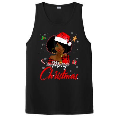 Black African Girl American Melanin Christmas Santa Hat Xmas PosiCharge Competitor Tank