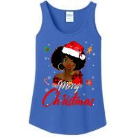 Black African Girl American Melanin Christmas Santa Hat Xmas Ladies Essential Tank