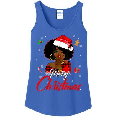 Black African Girl American Melanin Christmas Santa Hat Xmas Ladies Essential Tank