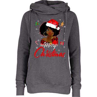 Black African Girl American Melanin Christmas Santa Hat Xmas Womens Funnel Neck Pullover Hood