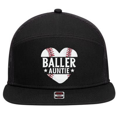 Baseball Aunt Gift Baller Auntie Mother's Day Mom  7 Panel Mesh Trucker Snapback Hat