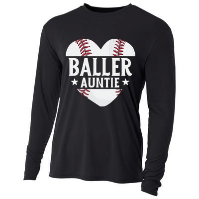 Baseball Aunt Gift Baller Auntie Mother's Day Mom  Cooling Performance Long Sleeve Crew