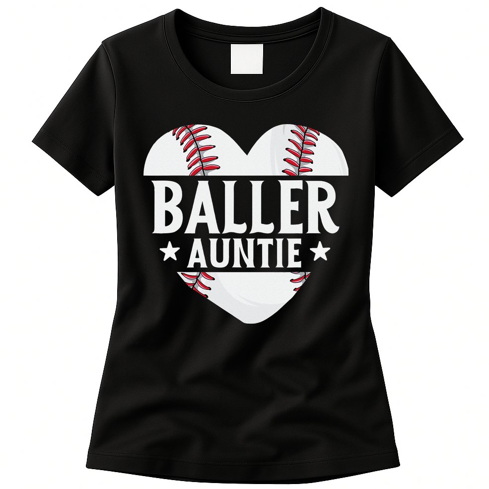 Baseball Aunt Gift Baller Auntie Mother's Day Mom  Womens T-Shirt