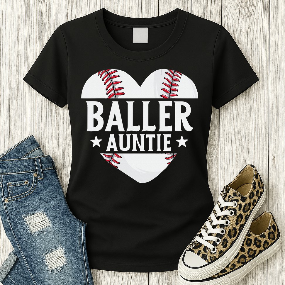 Baseball Aunt Gift Baller Auntie Mother's Day Mom  Womens T-Shirt
